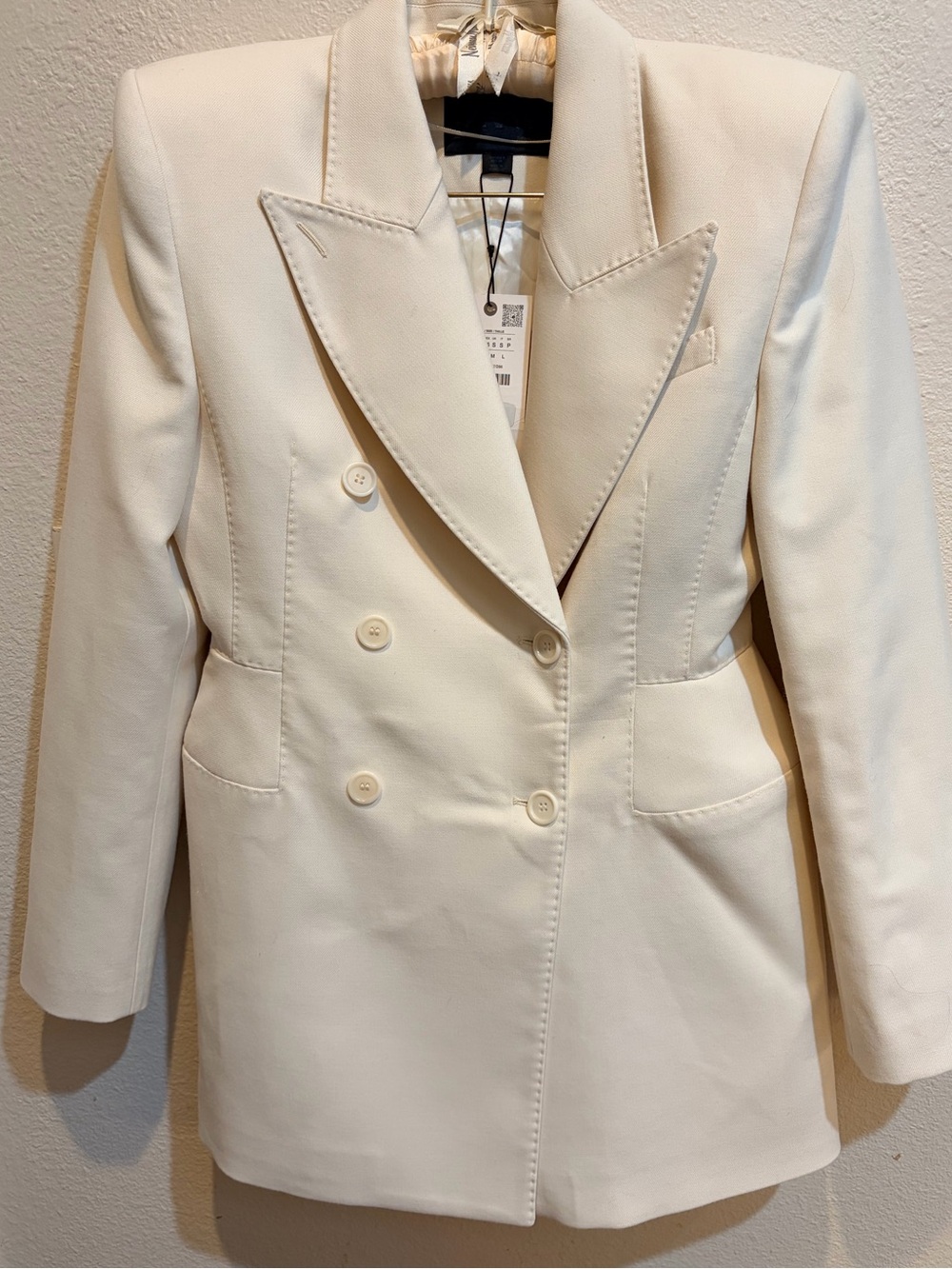 Zara Woman NWT Ivory Double Breasted Longline Blazer Size S